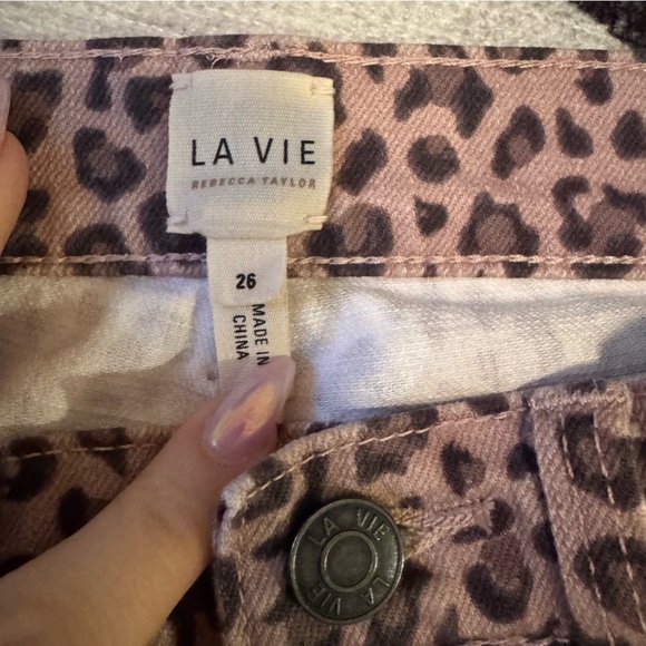 LA VIE REBECCA TAYLOR Ocelot Ines Cheetah Leopard Print Denim Jeans Size 26 VGUC - Picture 5 of 6